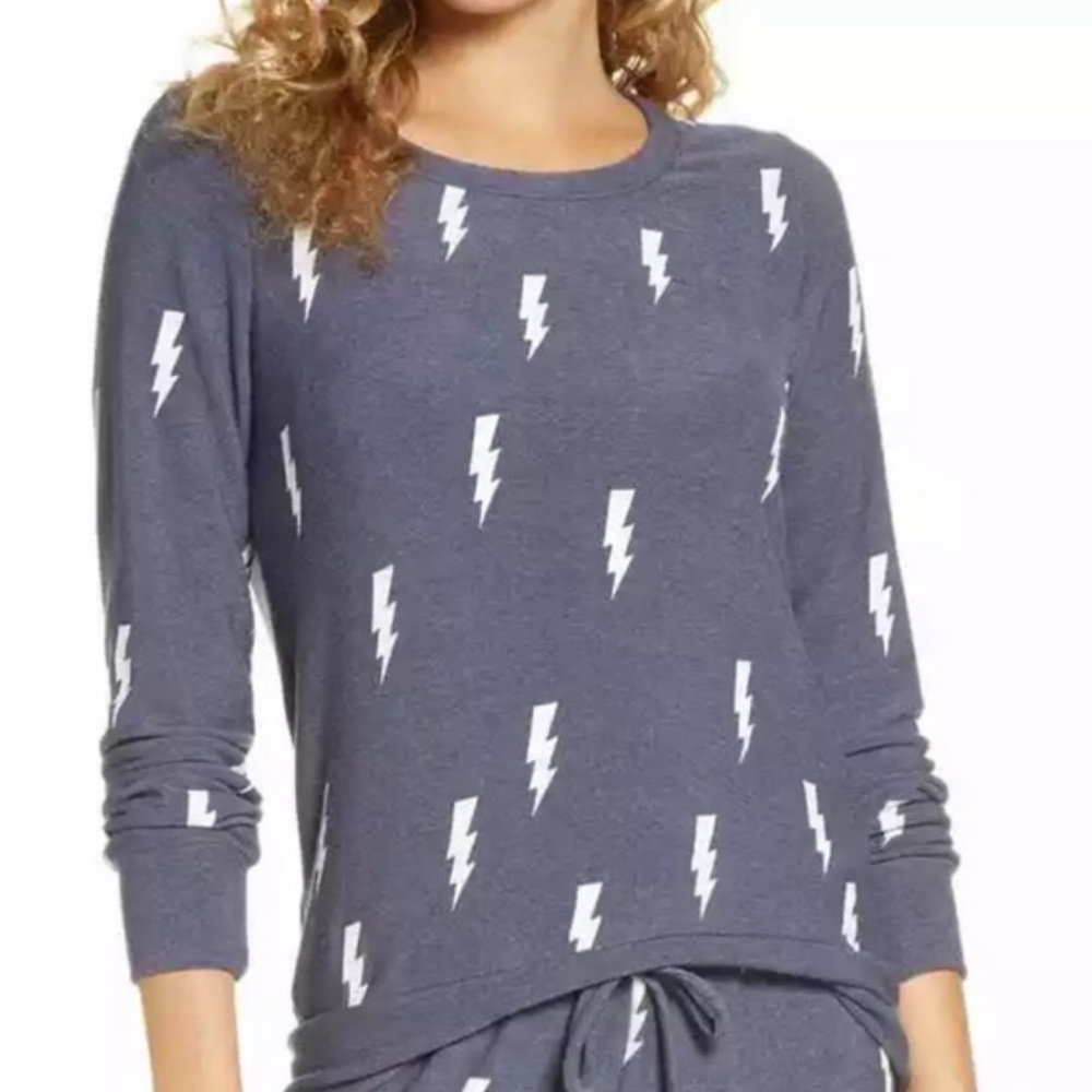 Chaser Lightening Bolt Crew Neck Lounger Pullover